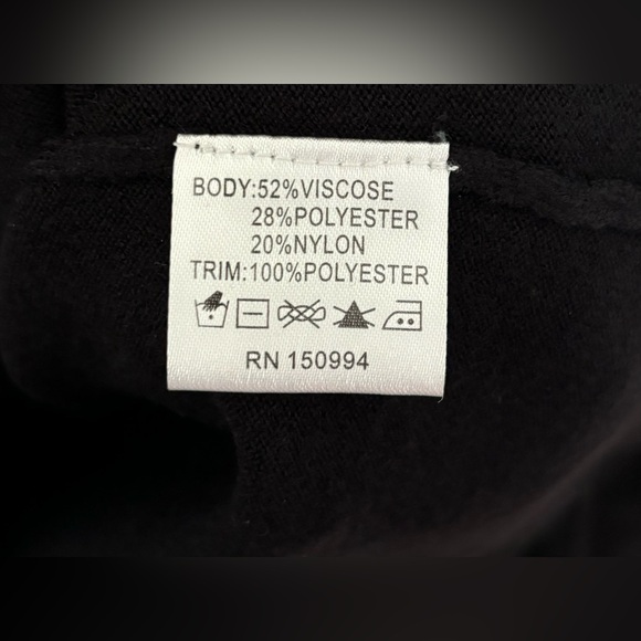 NWT Halston Black Embellished-Collar Sweater w/ Long Sheer Sleeves, Size M - Picture 6 of 7